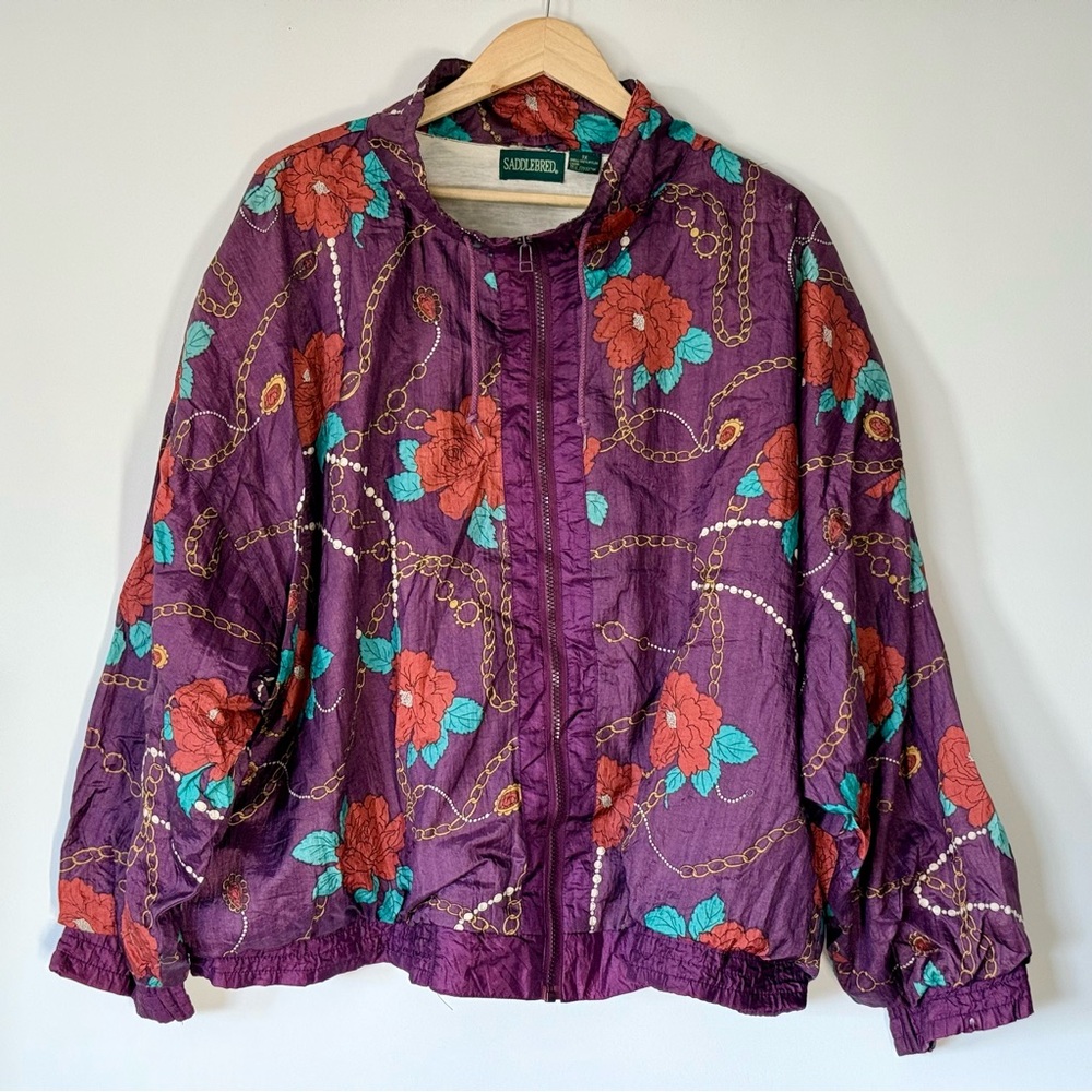 VTG 90s Saddlebred Purple Floral Bomber Jacket